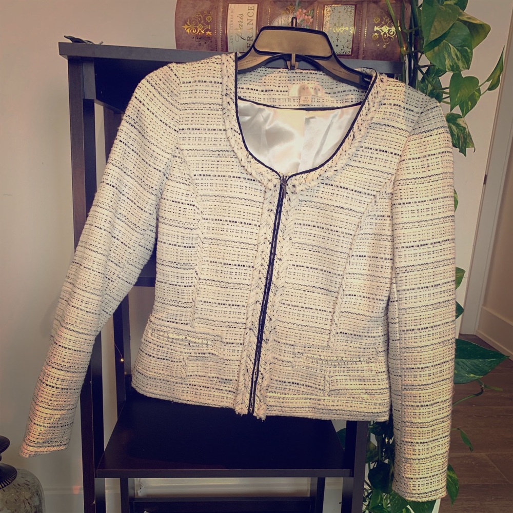 Creme + white + black blazer
